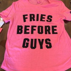 Hot Pink T-Shirt FRIES BEFORE GUYS